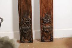 Pair of French 1890s Carved Wooden Panels with Ribbon Tied Bouquets and Urns - 3485457