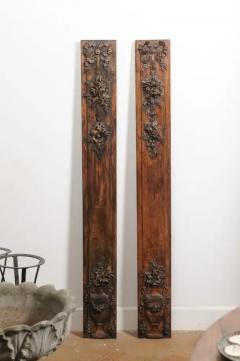 Pair of French 1890s Carved Wooden Panels with Ribbon Tied Bouquets and Urns - 3485465