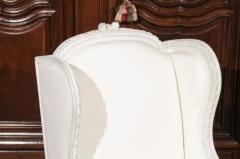 Pair of French 1890s Louis XVI Style Painted Wood Berg re Chairs with Upholstery - 3422453