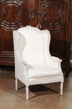 Pair of French 1890s Louis XVI Style Painted Wood Berg re Chairs with Upholstery - 3422472