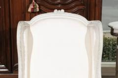 Pair of French 1890s Louis XVI Style Painted Wood Berg re Chairs with Upholstery - 3422565