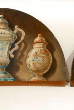 Pair of French 1900s Demilune Maison Jansen Panels Depicting Apothecary Jars - 3415356