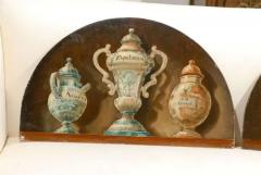 Pair of French 1900s Demilune Maison Jansen Panels Depicting Apothecary Jars - 3415360