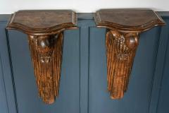 Pair of French 1920s Hand Carved Parrot Wall Shelves - 1969632