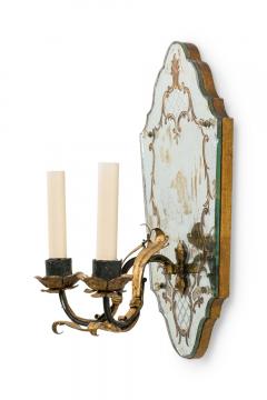 Pair of French 1930s Hollywood Regency Style Mirrored Glass Wall Sconces - 4656007