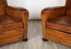 Pair of French 1930s Leather Club Chairs - 3525453