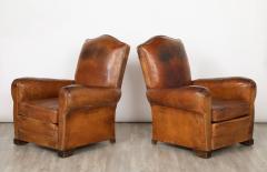 Pair of French 1930s Leather Club Chairs - 3525454