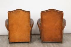 Pair of French 1930s Leather Club Chairs - 3525458