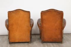 Pair of French 1930s Leather Club Chairs - 3525458