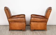 Pair of French 1930s Leather Club Chairs - 3525459