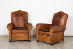 Pair of French 1930s Leather Club Chairs - 3525462