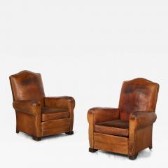 Pair of French 1930s Leather Club Chairs - 3529996