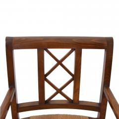 Pair of French 1940s Walnut and Rush Chairs - 3023080