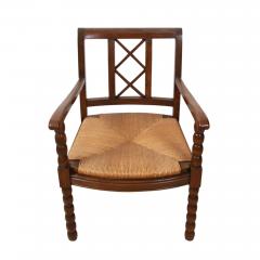 Pair of French 1940s Walnut and Rush Chairs - 3023082