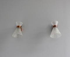 Pair of French 1950s Copper Diabolo Glass Sconces - 2149032