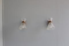 Pair of French 1950s Copper Diabolo Glass Sconces - 2149036