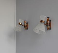 Pair of French 1950s Copper Diabolo Glass Sconces - 2149054