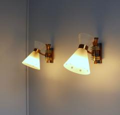 Pair of French 1950s Copper Diabolo Glass Sconces - 2149070
