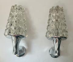 Pair of French 1970s Crystal High Style Wall Lamps Mid Century - 3120700