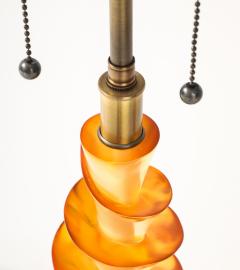 Pair of French 1980s Clear and Amber Lucite Corkscrew Lamps  - 4373996