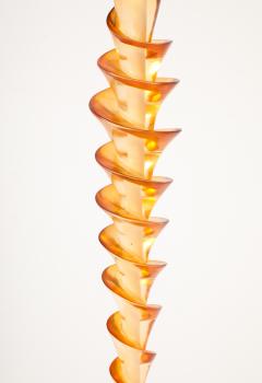 Pair of French 1980s Clear and Amber Lucite Corkscrew Lamps  - 4373997