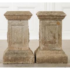 Pair of French 19th Century Cast Stone Urns on Pedestals - 1553050