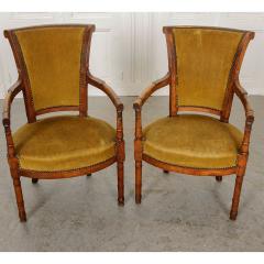 Pair of French 19th Century Directoire Style Upholstered Fauteuils - 1794805