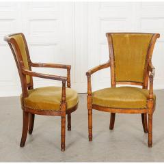 Pair of French 19th Century Directoire Style Upholstered Fauteuils - 1794818