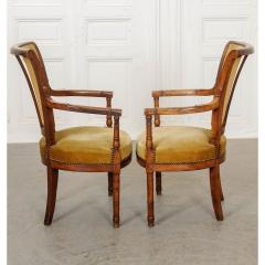 Pair of French 19th Century Directoire Style Upholstered Fauteuils - 1794819