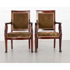 Pair of French 19th Century Empire Style Fauteuils - 2707045