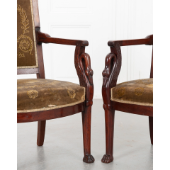 Pair of French 19th Century Empire Style Fauteuils - 2707093