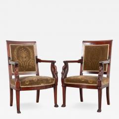 Pair of French 19th Century Empire Style Fauteuils - 2729938