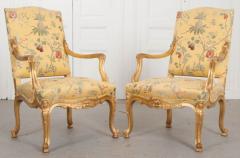 Pair of French 19th Century Gold Gilt Louis XV Armchairs - 1450237