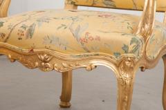 Pair of French 19th Century Gold Gilt Louis XV Armchairs - 1450238