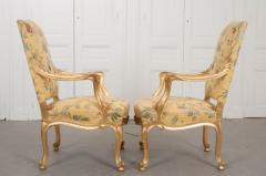 Pair of French 19th Century Gold Gilt Louis XV Armchairs - 1450240