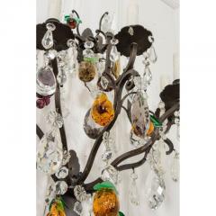 Pair of French 19th Century Iron and Crystal Fruitage Sconces - 1575945