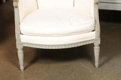 Pair of French 19th Century Louis XVI Style Painted Berg res with Upholstery - 3485652