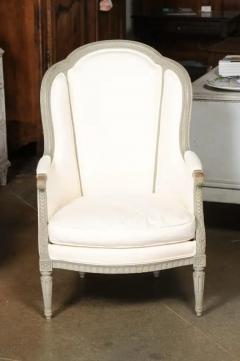 Pair of French 19th Century Louis XVI Style Painted Berg res with Upholstery - 3485659