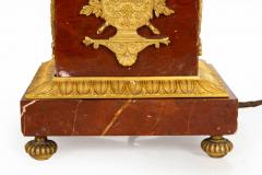 Pair of French 19th Century Neoclassical Bronze and Red Marble Lamps - 4501885