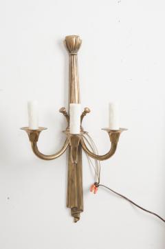 Pair of French 19th Century Neoclassical Style Brass Triple Arm Sconces - 1044137