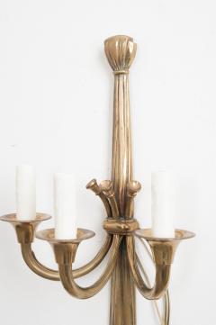 Pair of French 19th Century Neoclassical Style Brass Triple Arm Sconces - 1044138