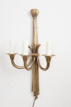 Pair of French 19th Century Neoclassical Style Brass Triple Arm Sconces - 1044145