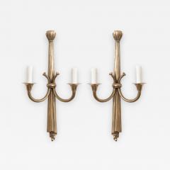 Pair of French 19th Century Neoclassical Style Brass Triple Arm Sconces - 1045739