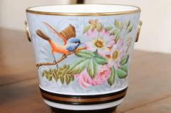 Pair of French 19th Century Paris Porcelain Cachepots Planters with Bird Motifs - 3485597