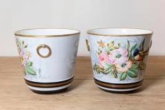 Pair of French 19th Century Paris Porcelain Cachepots Planters with Bird Motifs - 3660737