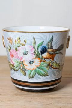 Pair of French 19th Century Paris Porcelain Cachepots Planters with Bird Motifs - 3660763