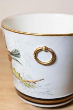 Pair of French 19th Century Paris Porcelain Cachepots Planters with Bird Motifs - 3660822