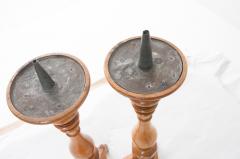 Pair of French 19th Century Turned Wood Candlesticks - 1878781