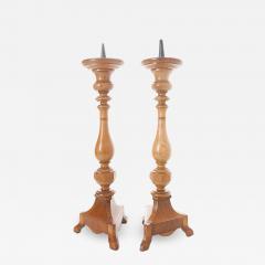 Pair of French 19th Century Turned Wood Candlesticks - 1970885