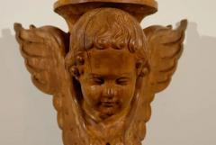 Pair of French 19th Century Wooden Wall Brackets with Carved Cherubs - 3415129